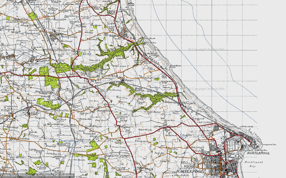 Old Map of Monk Hesleden, 1947 in 1947