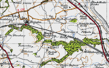 Old map of Monk Hesleden in 1947