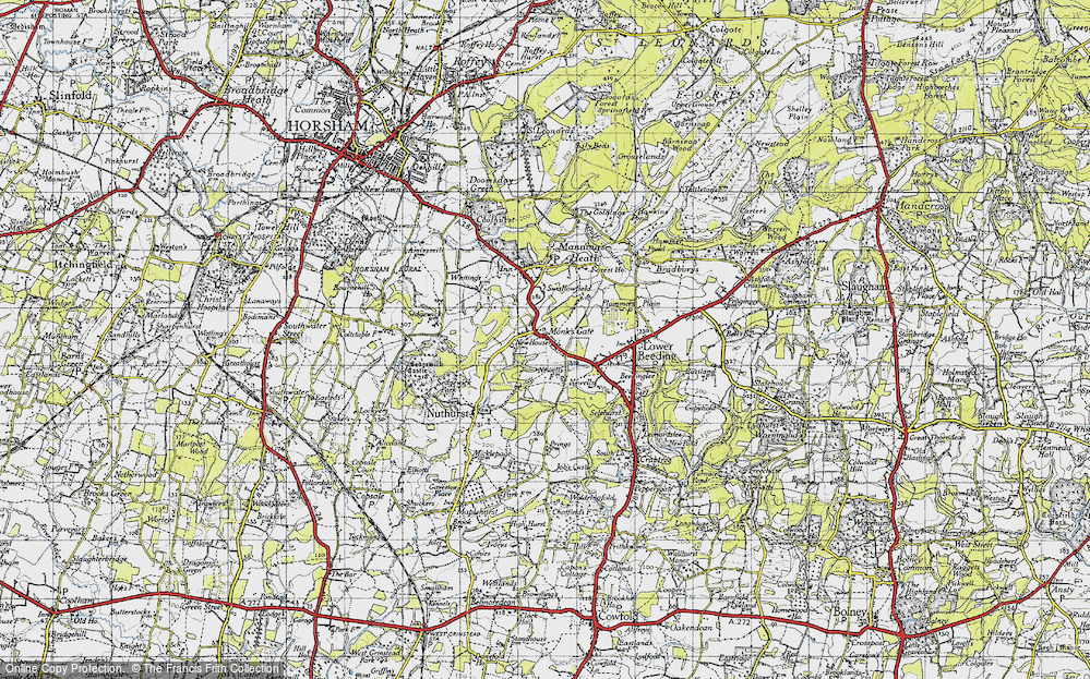 Old Map of Historic Map covering Beedinglee in 1940