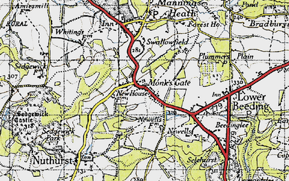Old map of Monk's Gate in 1940