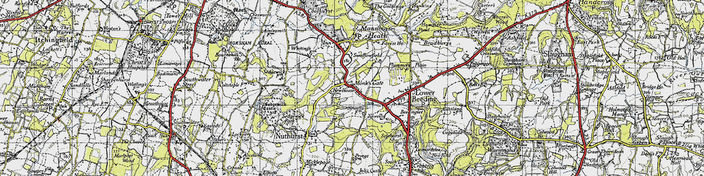 Old map of Monk's Gate in 1940