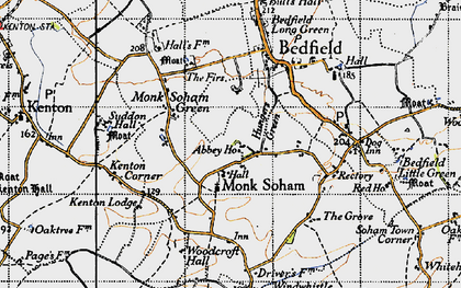 Old map of Monk Soham in 1946