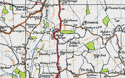 Old map of Monk Street in 1946