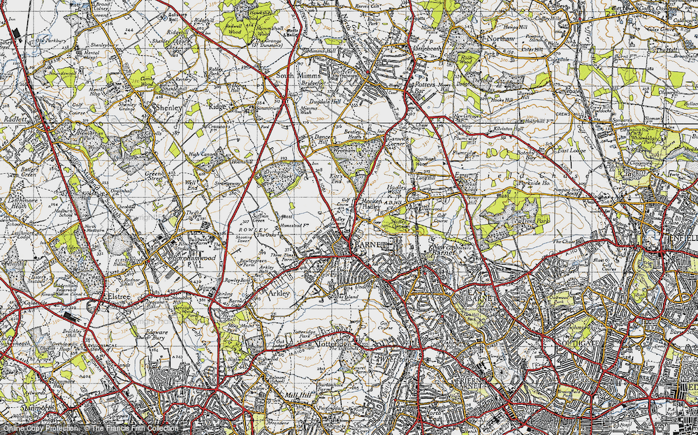 Old Map of Monken Hadley, 1946 in 1946