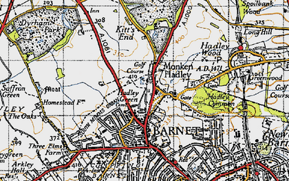 Old map of Monken Hadley in 1946
