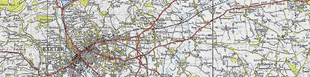 Old map of Monkerton in 1946