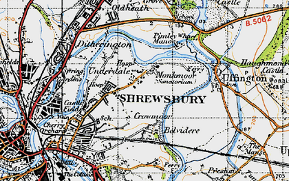 Old map of Monkmoor in 1947