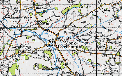 Old map of Monkokehampton in 1946