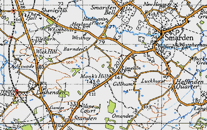 Old map of Monks Hill in 1940