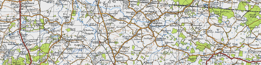 Old map of Monks Hill in 1940