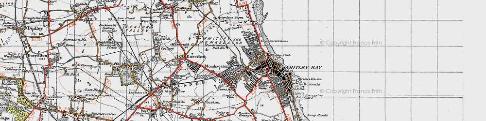 Old map of Monkseaton in 1947
