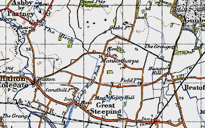 Old map of Monksthorpe in 1946