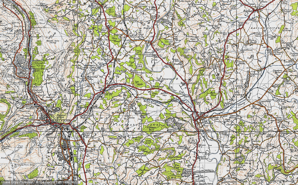 Old Map of Historic Map covering Berthin Brook in 1946