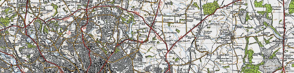 Old map of Monkswood in 1947