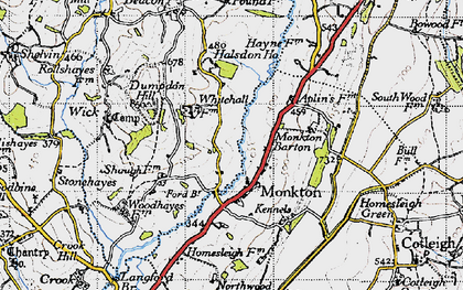 Old map of Monkton in 1946