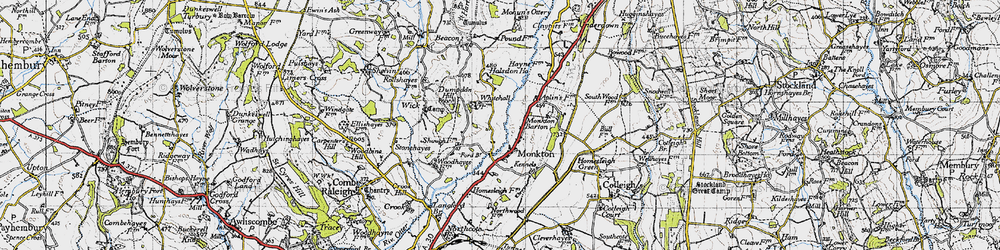 Old map of Monkton in 1946