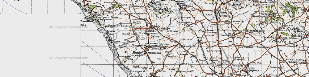 Old map of Monkton in 1947