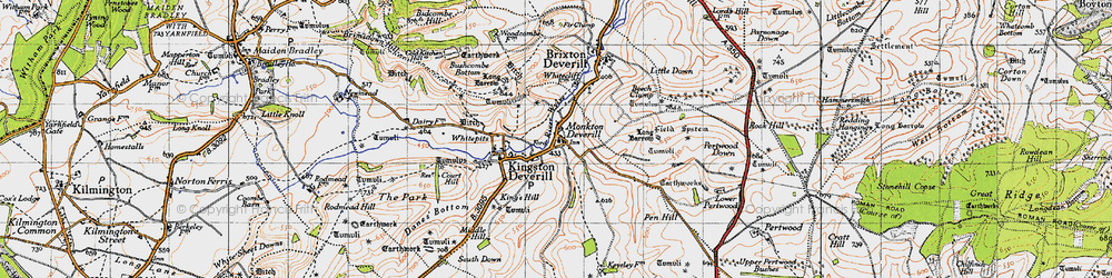 Old map of Monkton Deverill in 1946