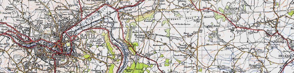 Old map of Monkton Farleigh in 1946