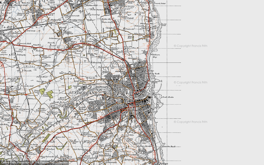 Old Map of Monkwearmouth, 1947 in 1947
