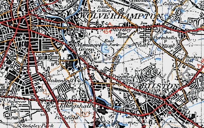 Old map of Monmore Green in 1946
