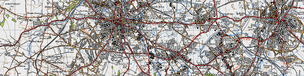 Old map of Monmore Green in 1946