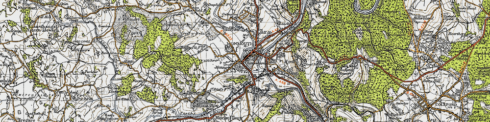 Old map of Monmouth in 1946