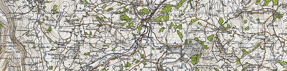 Old map of Monmouth Cap in 1947