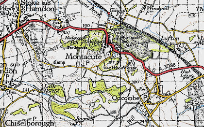 Old map of Montacute in 1945