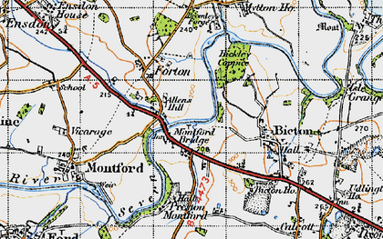 Old map of Montford Bridge in 1947