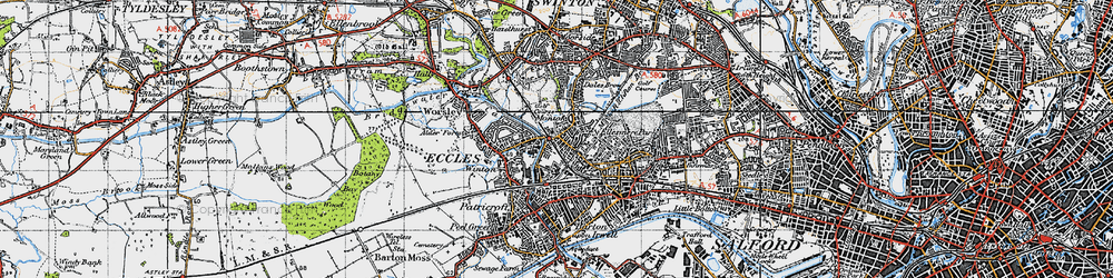 Old map of Monton in 1947