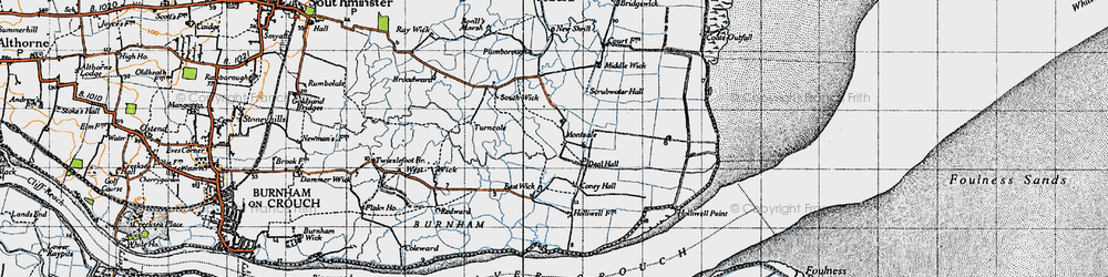 Old map of Montsale in 1945