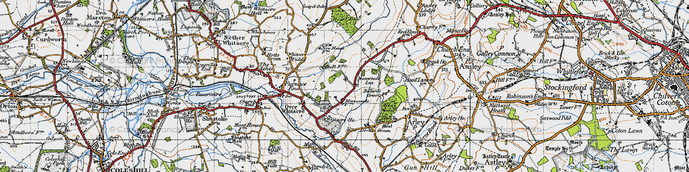 Old map of Monwode Lea in 1946