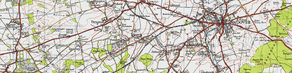 Old map of Monxton in 1945