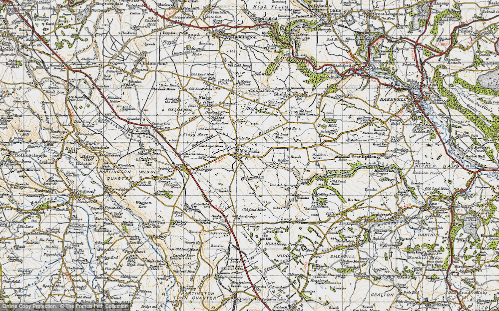 Old Map of Monyash, 1947 in 1947
