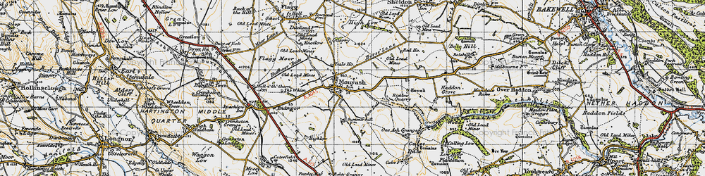 Old map of Monyash in 1947