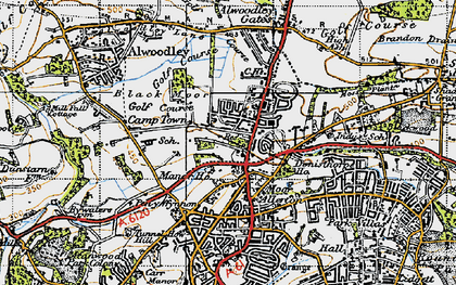 Old map of Moor Allerton in 1947