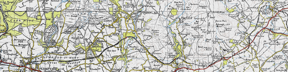 Old map of Moor Cross in 1946