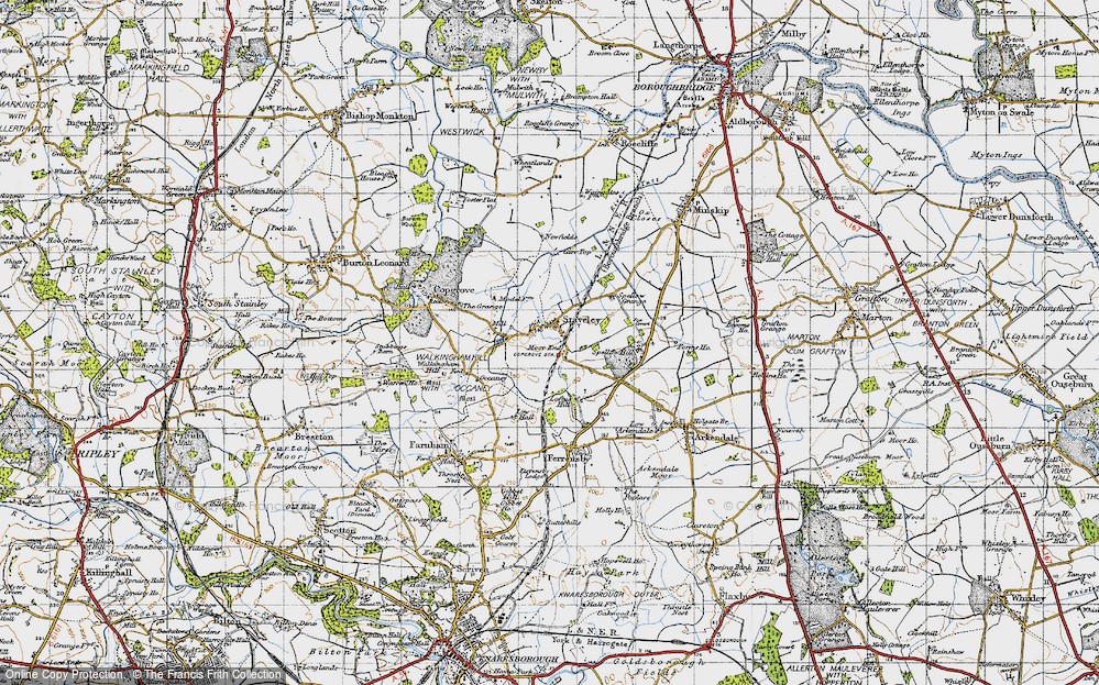 Old Map of Historic Map covering Loftus Hill in 1947