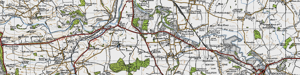 Old map of Wetherby Grange in 1947