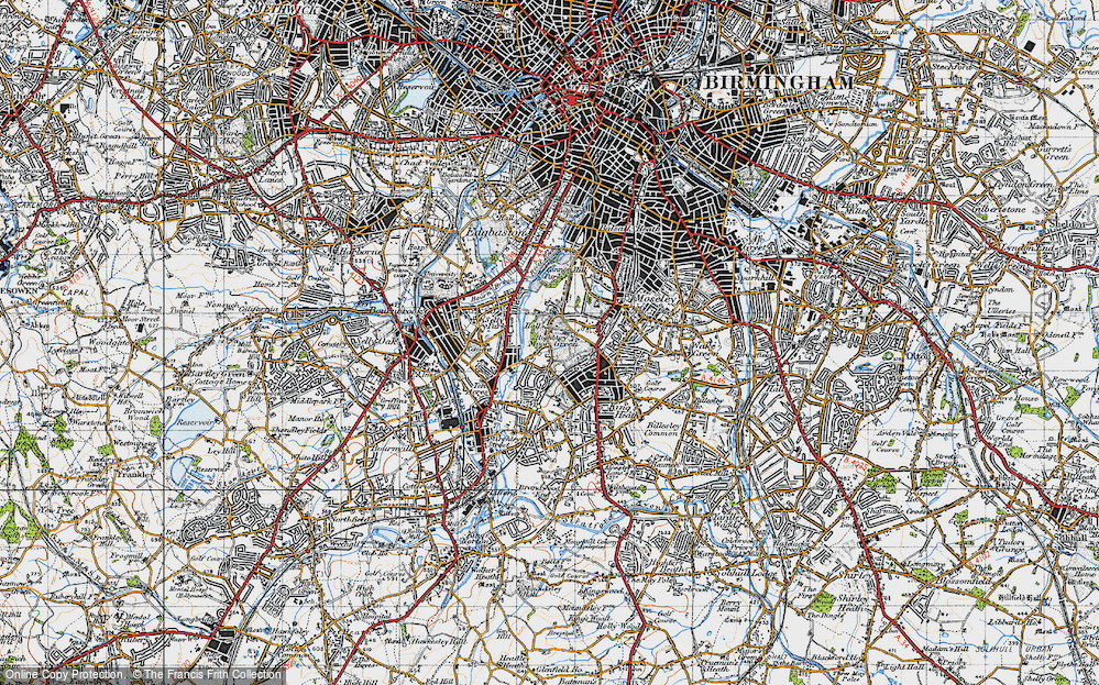 Old Map of Historic Map covering Cannon Hill Park in 1947