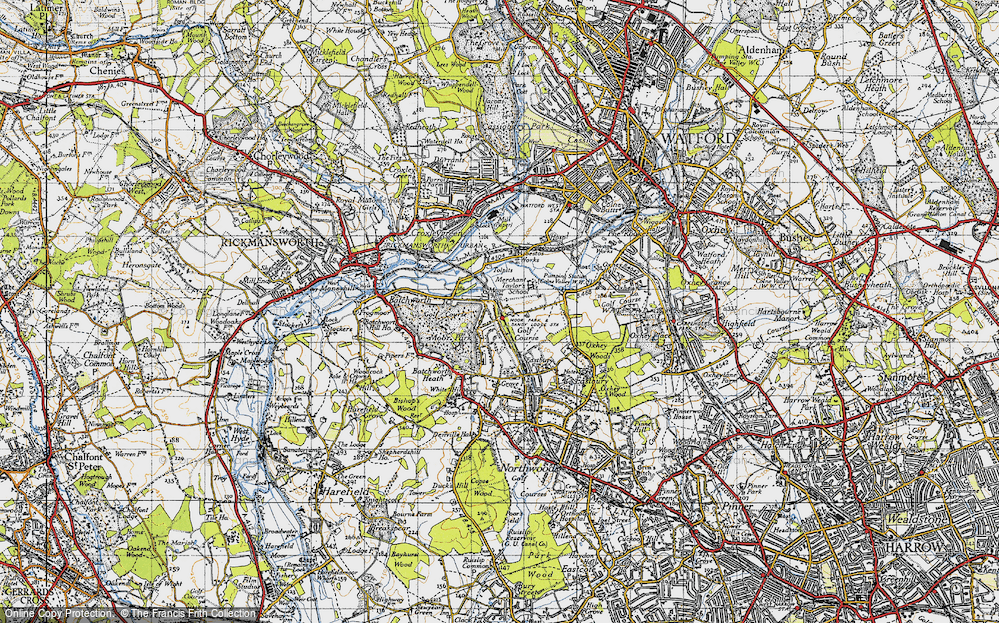 Old Map of Historic Map covering Tolpits Ho in 1945