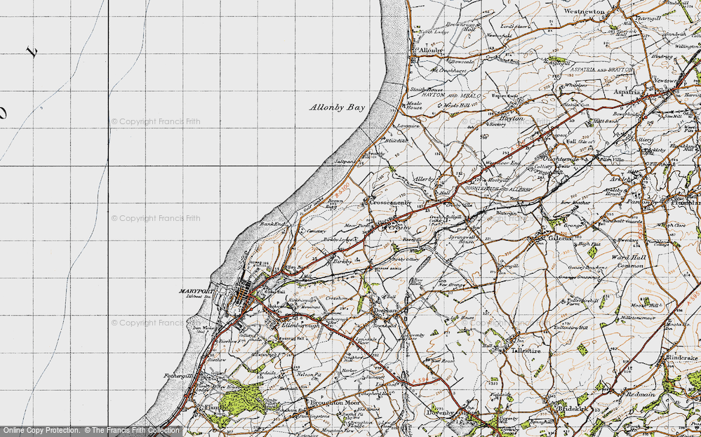Old Map of Historic Map covering Birkby Lodge in 1947