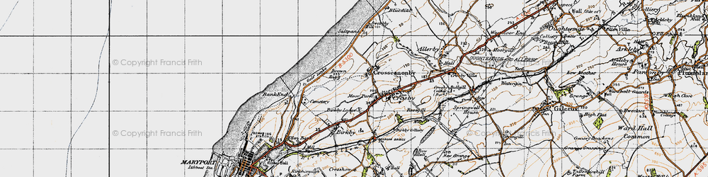 Old map of Birkby Lodge in 1947