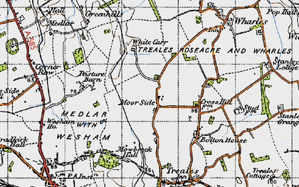 Old map of Moor Side in 1947