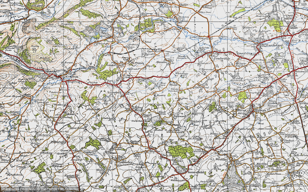 Old Map of Historic Map covering Curl Brook in 1947