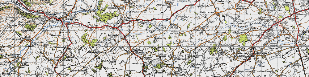 Old map of Moorcot in 1947