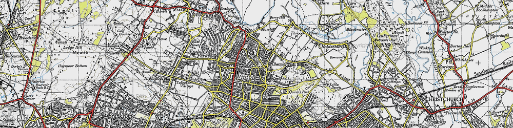 Old map of Moordown in 1940