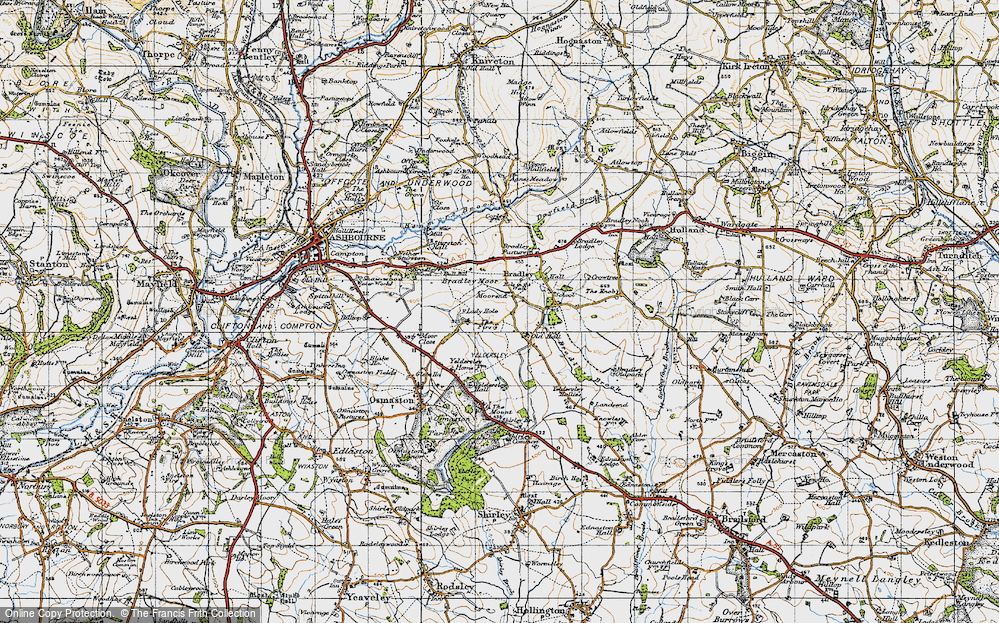 Old Map of Historic Map covering Bradley Moor in 1946