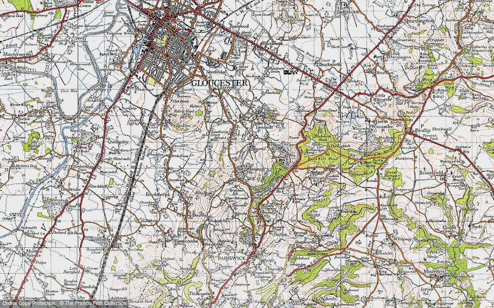 Old Map of Historic Map covering Painswick Beacon in 1946